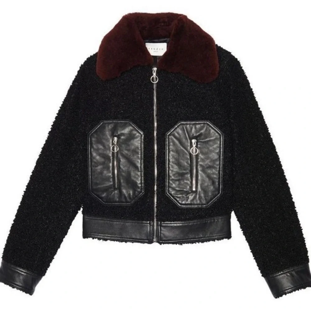 Sandro Verity Mixed Media Jacket - Picture 1 of 4